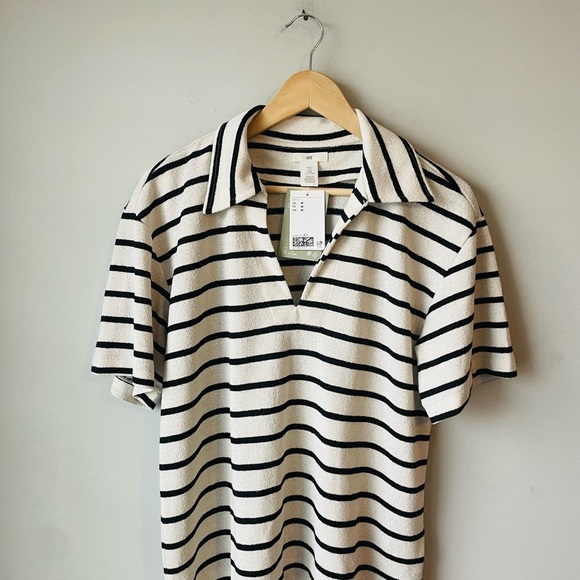 H&M Tops - H&M Black and White Striped Polo NWT